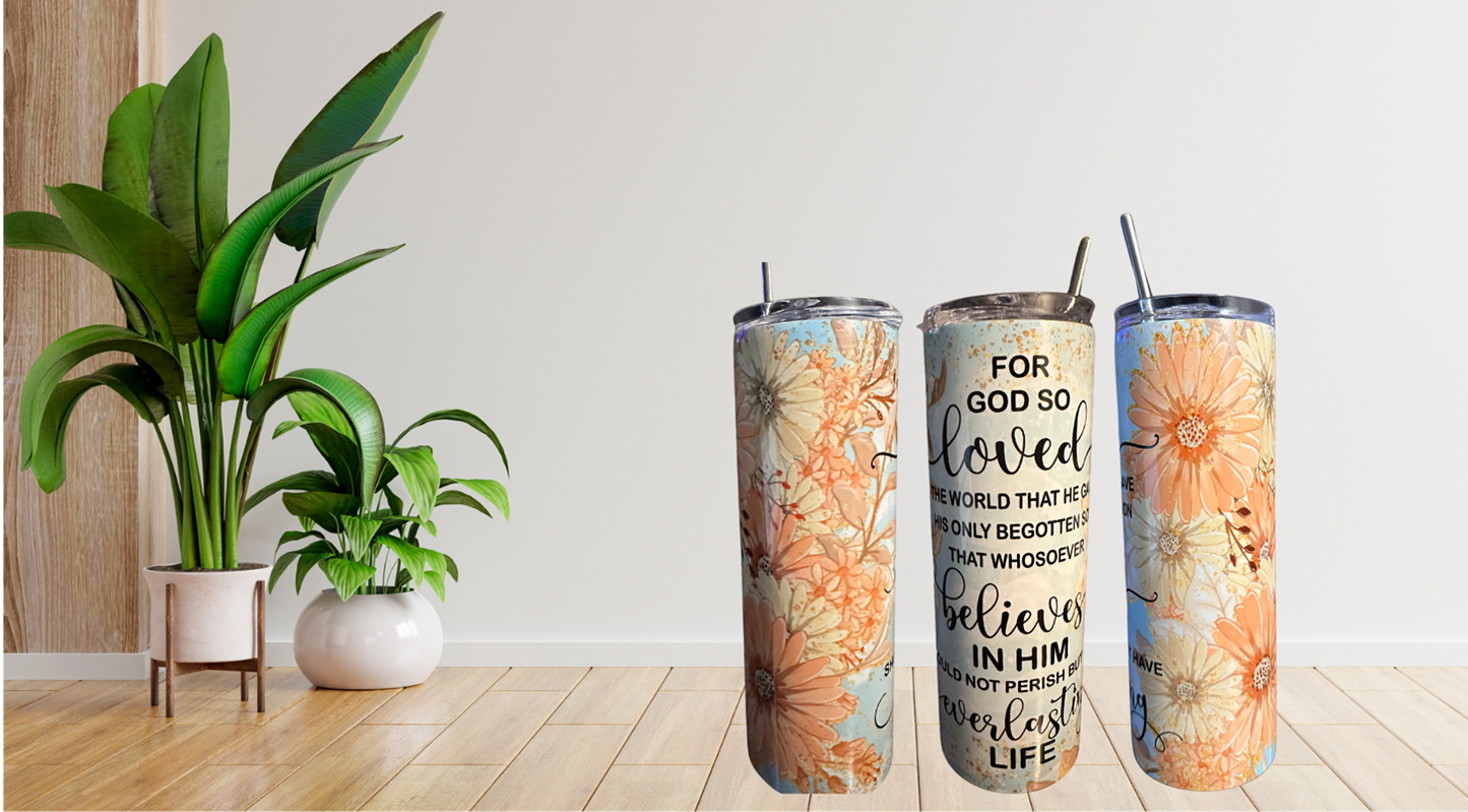 For God so Love the World, 20oz Faith Tumbler, Bible Verse Tumbler, Christian Gifts For Women, Christian Cup, Fatih Cup, Religious Tumbler