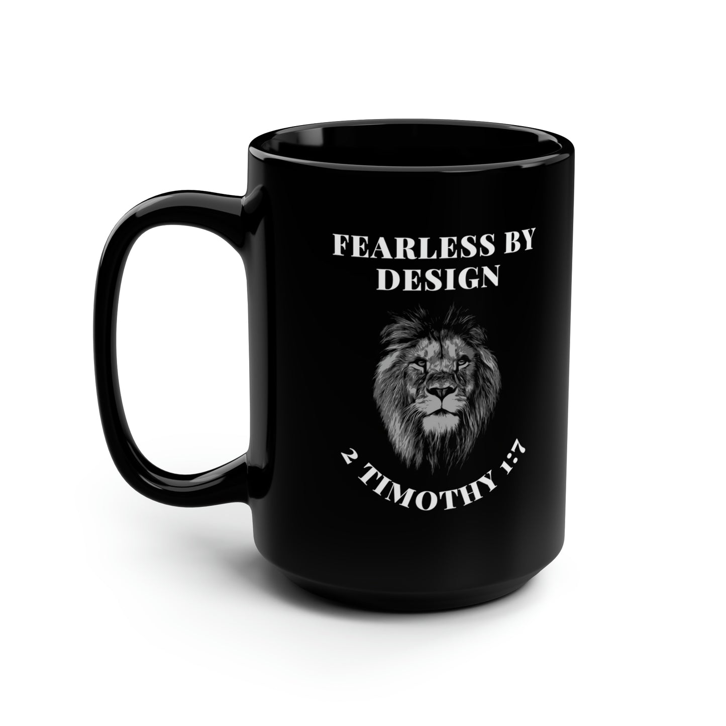 Fearless By Design, Black Mug, 15oz, Right-Handed